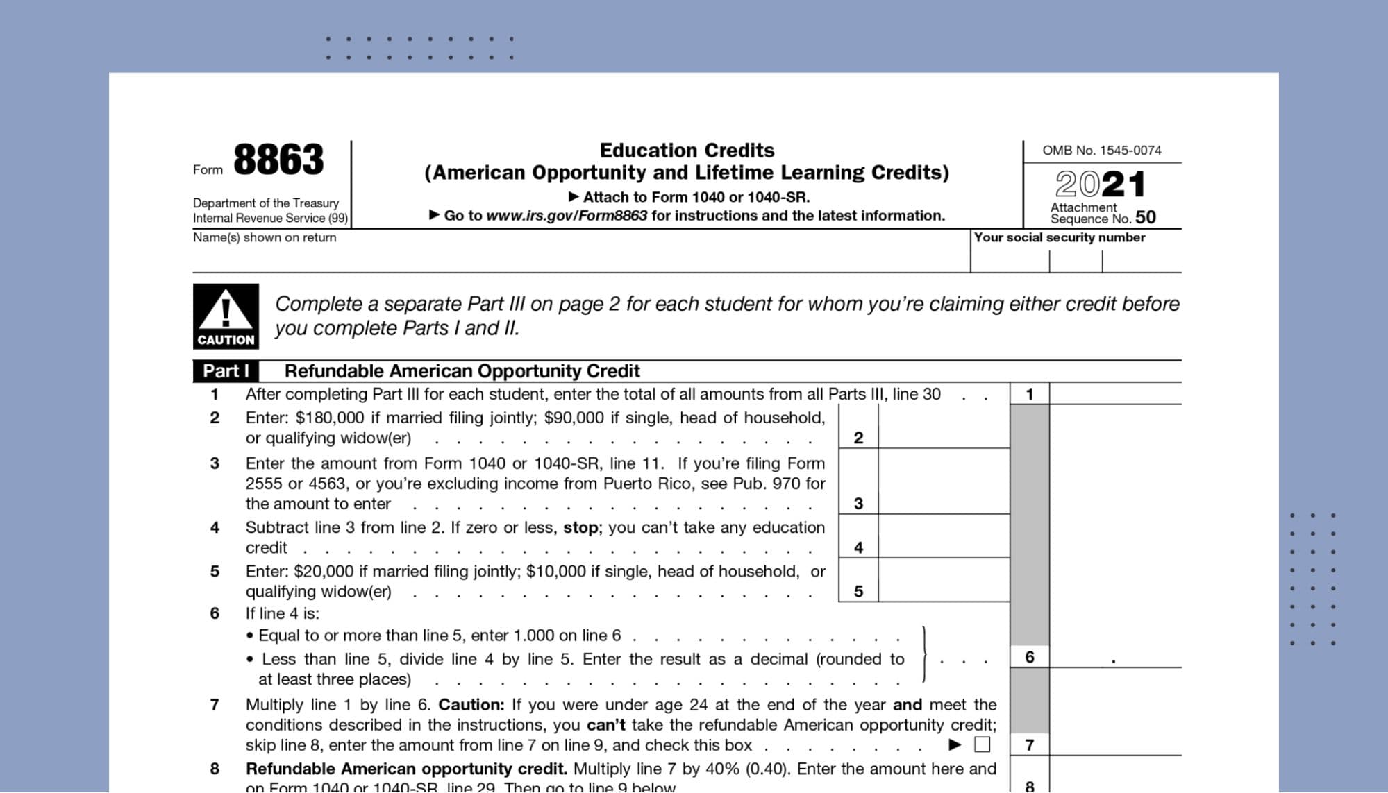 IRS Tax Form 8863